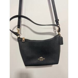 Coach Black Crossgrain Zip Top Shoulder Bag (CW390)